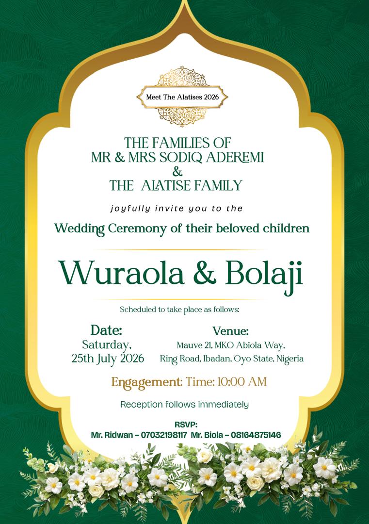 Wedding invitation card